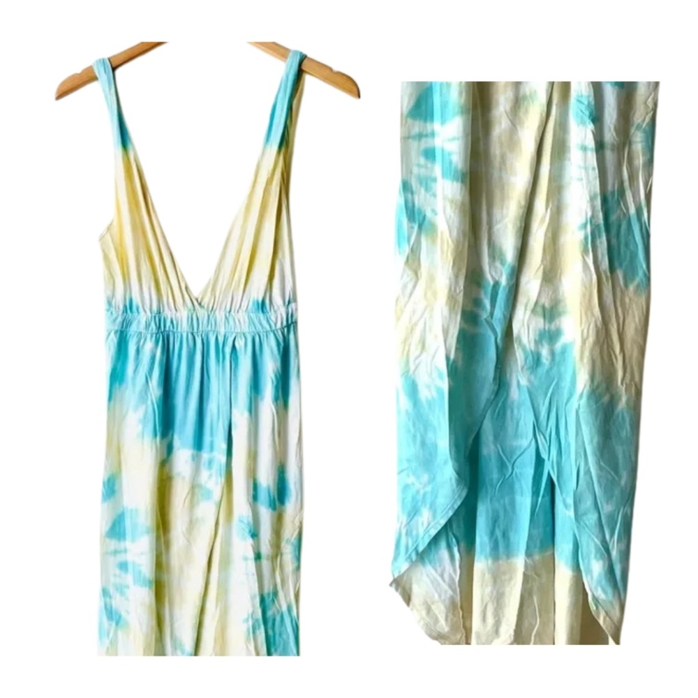 Gypsy 05 Blue Yellow Tie Dye Maxi Dress | 100% Cotton | Size S